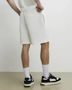 White Regular Fit Textured Shorts