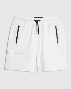 White Regular Fit Textured Cargo Shorts