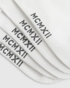 White Ribbed Tube Pack Of 5 Socks