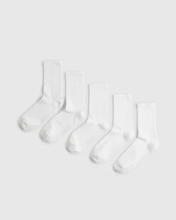 White Ribbed Tube Pack Of 5 Socks