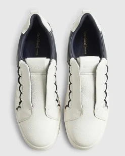 White Scallop Trim Slip On Trainers