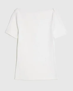 White Short Sleeve Cotton Boat Neck Top