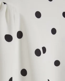 White Short Sleeve Polka Dot Maxi Dress