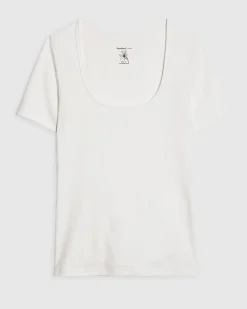 White Short Sleeve Scoop Neck T-Shirt
