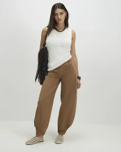 White Sleeveless Asymmetric Knit Vest Top