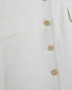 White Sleeveless Button Mini Dress