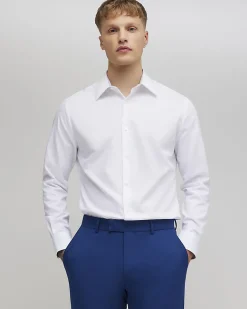 White Slim Fit Contrast Trim Cotton Shirt