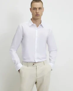 White Slim Fit Cotton Blend Shirt