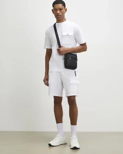 White Slim Fit Cotton Textured Pocket T-Shirt