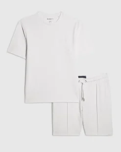 White Slim Fit Cotton T-Shirt And Shorts Set