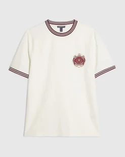 White Slim Fit Embroidered Crest T-Shirt