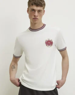 White Slim Fit Embroidered Crest T-Shirt