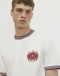 White Slim Fit Embroidered Crest T-Shirt