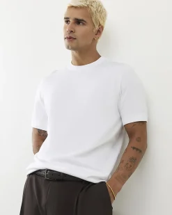 White Slim Fit Essential Knit T-shirt
