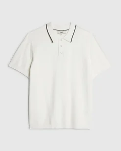 White Slim Fit Knitted Polo Shirt