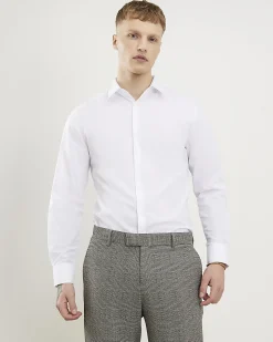 White Slim Fit Long Sleeve Shirt