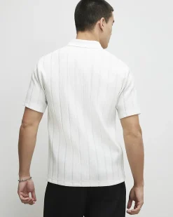 White Slim Fit Ottoman Open Neck Polo Shirt