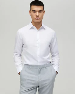 White Slim Fit Premium Cotton Blend Shirt