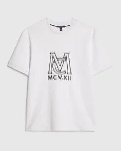 White Slim Fit Shadow Graphic T-Shirt