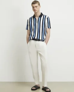 White Slim Fit Stripe Polo Shirt