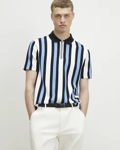 White Slim Fit Stripe Polo Shirt