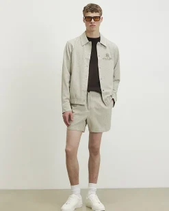 White Slim Fit Stripe Short Length Shorts