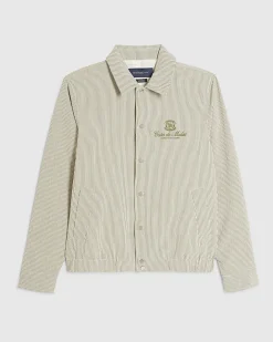 White Slim Fit Stripe Textured Jacket