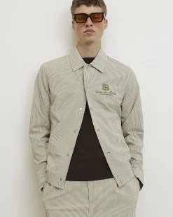 White Slim Fit Stripe Textured Jacket