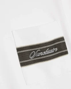 White Slim Fit Taped Pocket T-Shirt