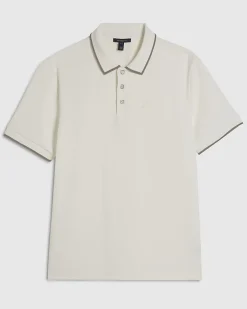 White Slim Fit Textured Button Polo Shirt