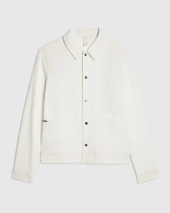 White Slim Fit Textured Overshirt