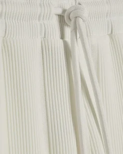 White Slim Fit Textured Stripe Shorts