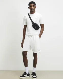White Slim Fit Textured Shorts