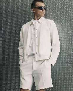 White Slim Fit Textured Shorts