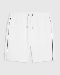 White Slim Fit Textured Tipped Shorts