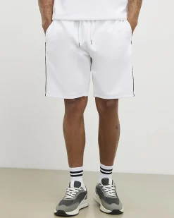 White Slim Fit Textured Tipped Shorts
