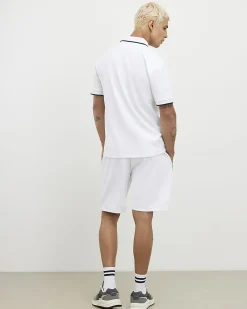 White Slim Fit Textured Tipped Shorts