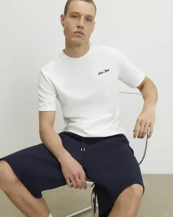 White Slim Fit Textured T-Shirt