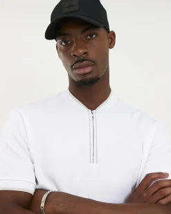 White Slim Fit Textured Tipped Polo Shirt