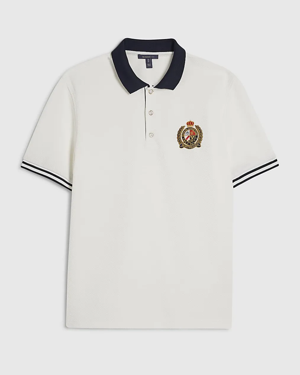 White Slim Fit Tipped Crest Polo Shirt