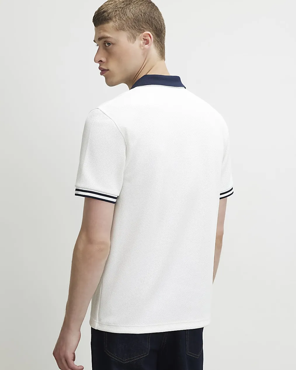 White Slim Fit Tipped Crest Polo Shirt