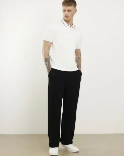 White Slim Fit Tipped Textured Polo Shirt