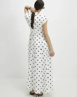 White Spot Godet Maxi Dress