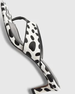 White Spot Print Toe Thong Mule Sandals