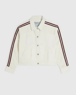 White Stripe Hybrid Denim Jacket