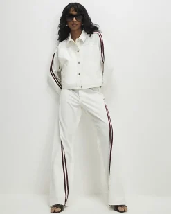 White Stripe Hybrid Denim Jacket