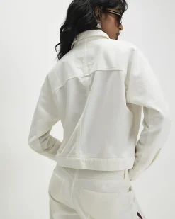 White Stripe Hybrid Denim Jacket