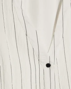 White Stripe V Neck Mini Dress