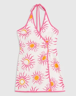 White Sun Print Halter Neck Playsuit