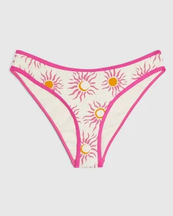 White Sun Print Low Waisted Bikini Bottoms